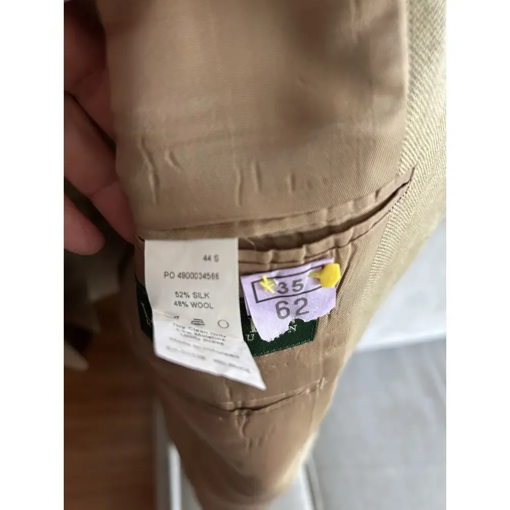 Lauren Ralph Beige Lauren Silk Wool Blazer  Size 44S Preppy Old Money